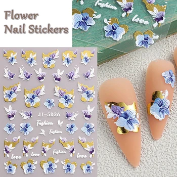 Classic 5D Camellia Nail Art Stickers er Selvklæbende Prægede Blomster Søm Decals Kvinder DIY Sommer Manicure, Udsmykning