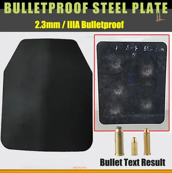 2.3 mm NIJ IIIA Skudsikre Panel Kroppen Rustning stålplade Brystet Bestyrelsen Hjerte Beskyttelse Bullet proof Plade mod kaliber 7,62 mm