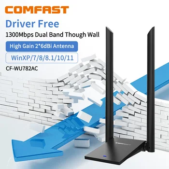 1300Mbps MT7612U/RTL8814AU Gigabit netkort 5,8 GHz USB-WiFi-Modtager Dual Band Wireless Desktop Linux Wi-fi-Adapter Antenne