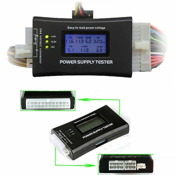 PC LCD-20/24 Pin 4 PSU ATX BTX-ITX SATA HDD Digital Strømforsyning Tester