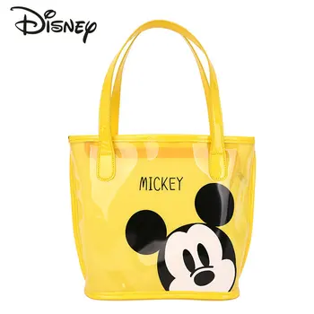 Disney Mickey Solid Farve Gennemsigtig Kvinders Taske Mode med Stor Kapacitet Gelé Pose Tegnefilm Søde Bærbare Shopping Spand Pose