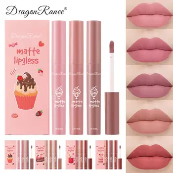 Læber Makeup Ice Cream Lip Gloss Liquid Lipstick 3stk Sæt Velvet Mat Læbestift, Kosmetik Fugtgivende Lip Glaze Lip Tint