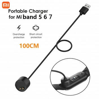 1m USB Oplader Kabel Xiaomi Mi-Band 5 6 7 Magnetisk Opladning Adapter Ledning Ledningen NFC Smart Ur Armbånd Armbånd Til Miband 6 7