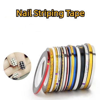 Nail Striping Tape Metallisk Garn Linje 3d Nail Art Værktøj Farve Ruller Nail Decals DIY Nail Tips Mærkat Dekoration