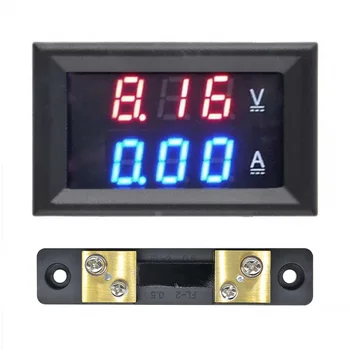 DC/100V/50A Mini Digital Voltmeter Amperemeter Volt Spænding Nuværende Meter Detektor Tester +50A75mV Shunt