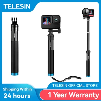 TELESIN Aluminium Legering Udtrækkelige Håndholdte Selfie Stick Teleskop Stang til GoPro Hero 12 11 10 9 8 7 6 5 Insta360 Osmo Handling
