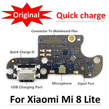 100% Original Ny Oplader PCB Board Flex Til Xiaomi Mi8 Mi 8 Lite-USB-Port-Stik-Docken Oplader Kabel