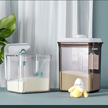 1.7 L 2.3 L Baby mælkepulver Dispenseren opbevaringsboks med Ske Låg One-touch-Korn, Mel, Sukker, Mad Organisation Tilfælde til Køkken