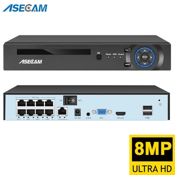 8MP POE NVR Video-Optager Face Detection H. 265 4K IP-Kamera CCTV-Systemet P2P ONVIF Netværk P2P Sikkerhed Kamera RTSP