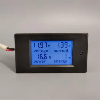 DC Voltmeter Amperemeter Power Energy Digital Spænding Nuværende Meter LCD-4-i-1 DC 6.5-100V 20A med Shunt