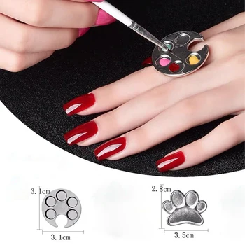 1stk Mini Nail Art Farvepalet Søde Runde/Footprint Design Finger Ring Blanding af UV Gel Polish Maleri, Farve, Værktøj, Søm Palet*5