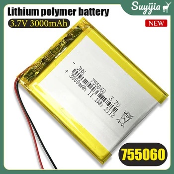 Nye 3,7 V Li-Polymer Lithium Batteri 755060 3000mAh for GPS-Interphone-Udstyr Mini Toy Lille Højttaler Nødsituation LED Lys Celle