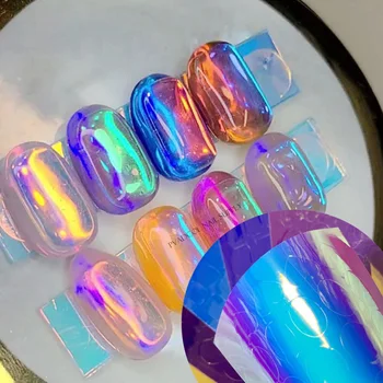 Japansk Nail Art Ice Aurora Søm Mærkat Decals Koreanske Trendy Negle Design Selvklæbende Holografiske Skyder Manicure, Udsmykning