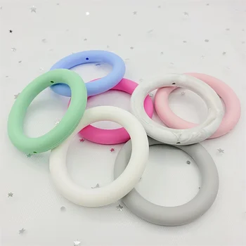 65mm baby silikone bidering ring cirkel perler med hul DIY halskæde babi legetøj tænder at tygge legetøj, kids gave