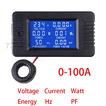 Digital Spænding Nuværende Meter LCD-Panel Amp Volt Watt Kwh Faktor Meter AC80-260V 100A Voltmeter Amperemeter med Coil CT TX022