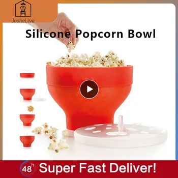 Ny Silikone Popcorn Maker Mikrobølge Popcorn Spand Foldbare Silikone Spand Popcorn Poppers Skål DIY Popcorn Maker Med Låg
