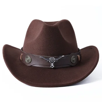 Cowboy hat diverse tilbehør cowboy hat sort / hvid filt hat mænd og kvinder udendørs hat rytter hat шляпа женская