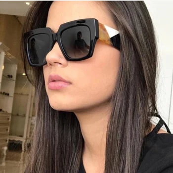 Pladsen Overdimensionerede Solbriller Kvinder Luksus Mærke 2023 Nye Designer Gradient Sol Briller Stor Ramme Vintage Brillerne UV400