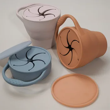 BPA Frie Børn Silikone Opbevaring af Mad Max Solid Farve Baby Snack Cup Bærbare Børn Snacks Beholder Med Låg