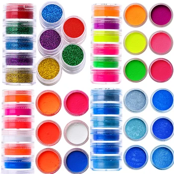 6 Farver/Set Perlemors Neon Pulver Neon Fosfor Pigment Pulver Naturlige Glimmer Farverige Negle Neon Glitter Pulver, Manicure, Udsmykning
