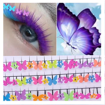 Fluorescens Butterfly Falske Øjenvipper Blandet Farve Glitter Eyelash Extension Stjernede Blomst Skinnende Vipper Skønhed Makeup-Værktøjer