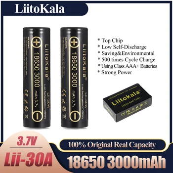 LiitoKala Lii-30A 18650 18650 3000mah High power udledning Genopladelige batteri med høj udledning,30A stort nuværende