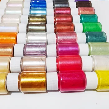 30 ML 10g/Flaske Glimmer Pulver Pigmenter, Sæbe, Stearinlys Smykker Farvestof Pearl Glitter Nail Powder Epoxy Harpiks Makeup, DIY Pigment Farve
