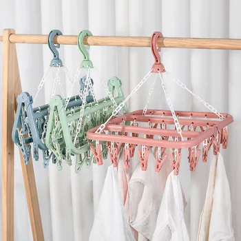 32 Klip Folde Tøj Tørretumbler Bøjle Vindtæt Sokker Undertøj Torrestativ Børn I Husstanden Voksne Storage Rack Tøjvask