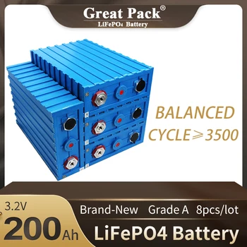 200Ah LiFepo4 8stk Genopladelige Batteri 3.2 V Grade Et Lithium-Jern-Fosfat Prismatisk for Solenergi Energi System