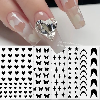 1 stk 3D Negle Sticker Stencil Tips Butterfly-Stjernet fransk Hule Manicure Søm Trasnfer Skydere Nail Art Decals Dekoration Klistermærker