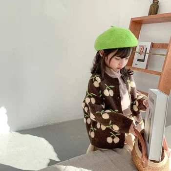 Efterår Og Vinter Sweater Cardigan koreansk Stil Børns Fortykket Single-breasted Sweater Mode Frakke
