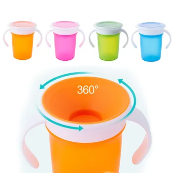 360 Grader Roteres Barnet Lære at Drikke Kop med Dobbelt Håndtag Flip Låg er Tæt Spædbørn Vand Kopper BPA Fri Flaske med Låg