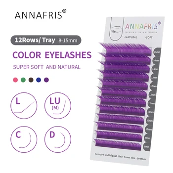 ANNAFRIS Farvet Faux Mink Vipper Høj Kvalitet Enkelte Eyelash Extension C/D/L/LU Curl Mix Længde Farve False Lash Maquiagem