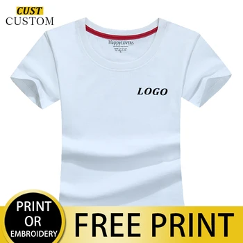 100% bomuld ladies casual t-shirt, der kan tilpasses logo, personlige design, firma team broderi