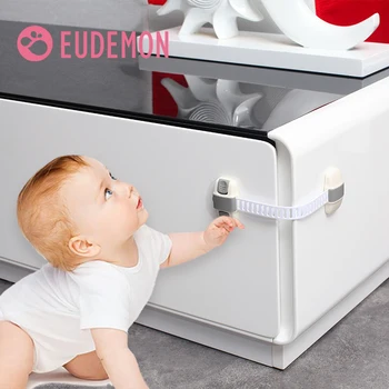 EUDEMON 6stk Kabinet Lock Køleskab Lock Skuffer Garderobe Todder Kids Baby Sikkerhed ABS Plast PE Toilet Køleskab Lås
