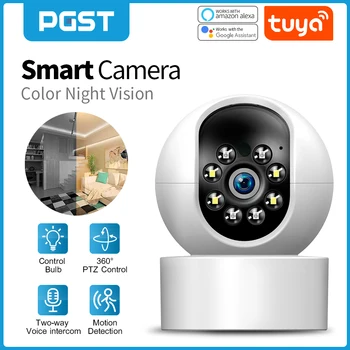 PGST Tuya Smart Wifi IP-Kamera babyalarm Hjem Sikkerhed Overvågning Kamera Smart Liv App Control Farve Night Vision T57A
