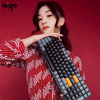 Aigo A100 Mekanisk Tastatur 2,4 G Wireless Gaming Mini-USB-Kabel Gul Skifte 100 Nøgle Gamer-Tastatur Til PC