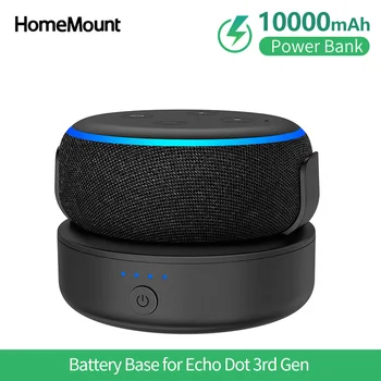 Batteri Base for Alexa Echo Dot 3rd Generation 10000mAh Kapacitet Kompatibel med Smart Højttaler Holder Stand Oplader