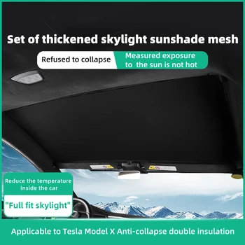 For Tesla Model X 2023 Skylight Blind Skygge Net Bil Tilbehør Glas Tag Ovenlys Parasol UV-Beskyttelse solsejl