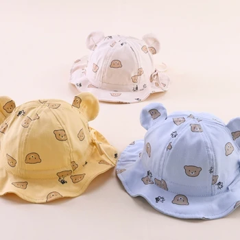 Spædbarn Hat Bære Print Baby Bucket Hat Bløde Brede Skygget Baby Hat Floppy Cap Foråret Fisker Hatte til Småbørn 0-2Y A2UB