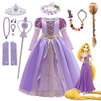 Disney Prinsesse Rapunzel Dress Baby Piger Cosplay Kostume Halloween, Karneval Fancy Fest, Kjoler Til Piger Kid Fødselsdag Tøj