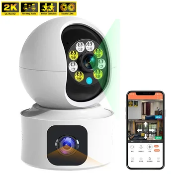 HD 2K 4MP Dobbelt Linse WiFi IP-Kamera, Smart Hjem Indendørs Sikring, Overvågning Cam CCTV 360 PTZ Baby Pet Barnepige IP-Camara