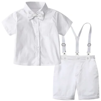 Toddler Dreng Tøj, Sæt Hvid Barnedåb Outfits Børn, Bryllup Tøj kortærmet Skjorte+Hofteholder Shorts 2STK
