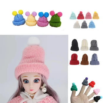 5Pcs Miniature Mode Strikkede Hat Cap, Doll House Udsmykning, Dukker Diy,1/6 1/12 Dukkehus Tilbehør