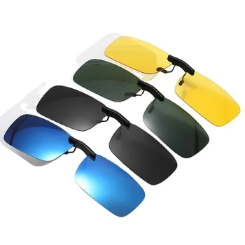 Flip-up-Clip-on Solbriller, Polariserede Solbriller Metal Clip Uindfattede Solbriller til Receptpligtig Briller Kørsel Briller