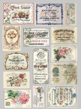14Pcs/Pack Vintage Europæiske Blomster Label Billet Tag Mærkaten DIY Scrapbooking Album Junk Tidende Planner Dekorative Klistermærker