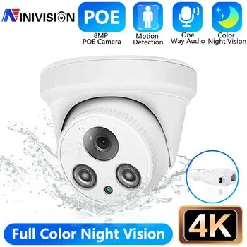 4K POE CCTV Dome Kamera 8MP Motion Detection Sikkerhed IP67 Farve Kamera Night Vision Videoovervågning IPC Cam Lyd P2P Udsigt