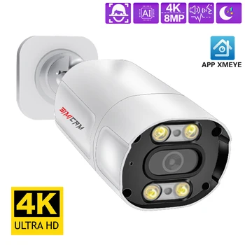 4K H. 265 8MP CCTV POE Sikkerhed IP-Kamera Metal ONVIF Tovejs Dobbelt Lys Farve Night Street Vandtæt Video Overvågning Kamera