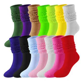 HongBiTu Mænd kvinder nye Candy farver Bløde Bløde, lange sokker Løs sokker Boot sok, strømpe W008