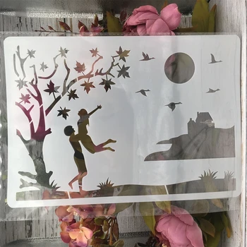 A4 29cm Maple Elsker Søen DIY Lagdeling Stencils vægmaleri Scrapbog Farve Prægning Album Dekorative Skabelon